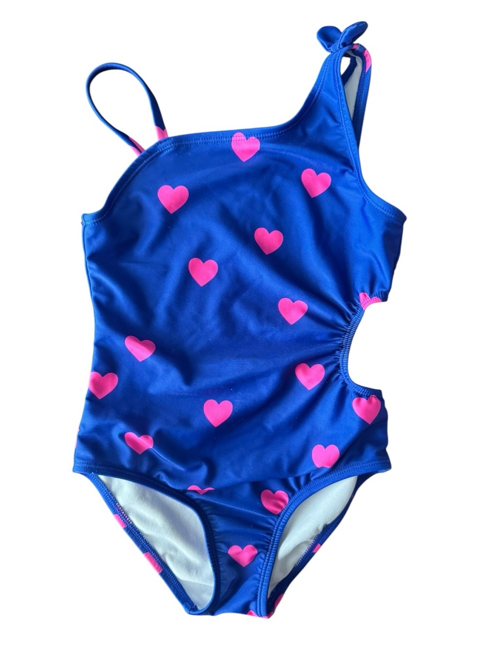 Toddler Girls Blue Pink Heart Cutout One-Piece Swimsuit 5T